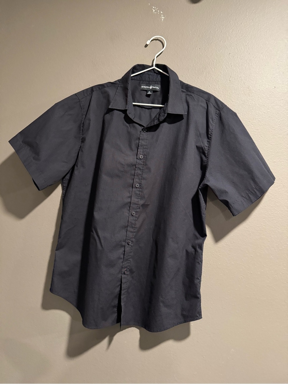 Beverly Hills Polo Club Black Short-Sleeve Button-Down Shirt Size XL